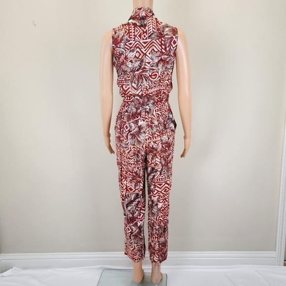 JSJ Red Floral Sleeveless Jumpsuit - Picture 5 of 11